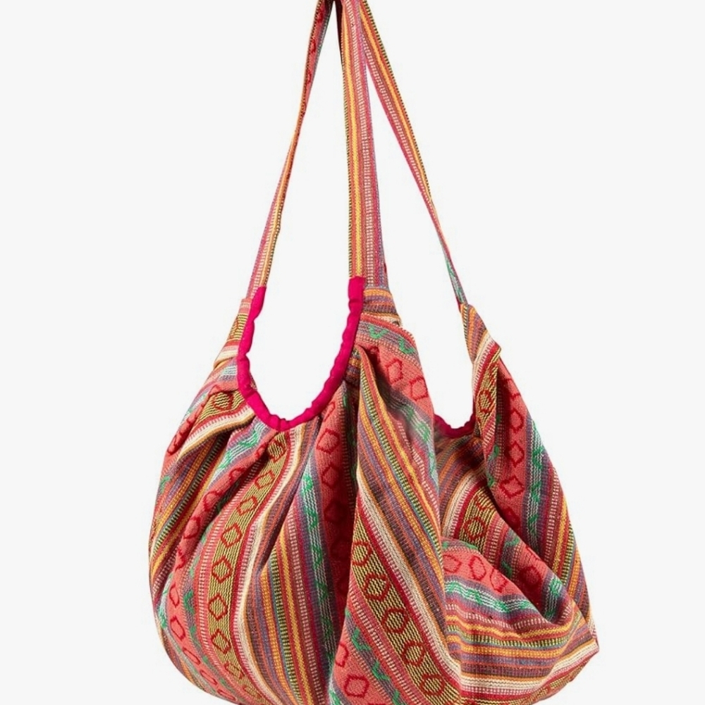 Tribe Azure 100% Cotton Shoulder Bohemian Banana Tote, Market Bag! - Picture 6 of 14